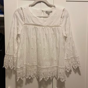 Rayon and cotton lace top